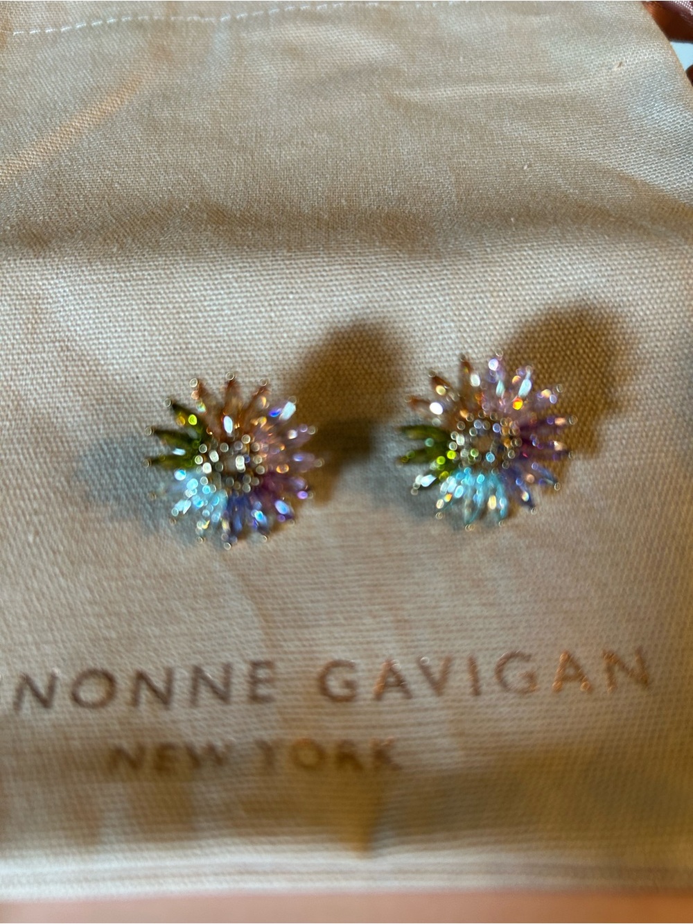Mignonne Gavigan Iridescent Multicolor Floral Crystal Stud Earrings